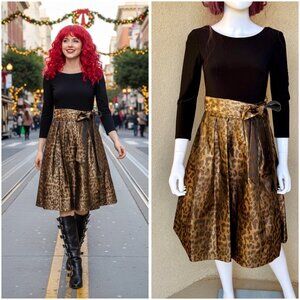 🎄🐆Holiday Rebel Metallic Leopard Dress - Sz 4🐆🎄